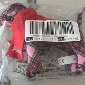 TWO PINK Victoria's Secret STUFFED DOGS 2024 PLAID &LT PINK